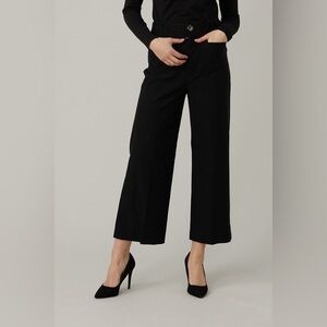 Joseph Ribkoff wide leg black pants size 12 stretch button zip fly